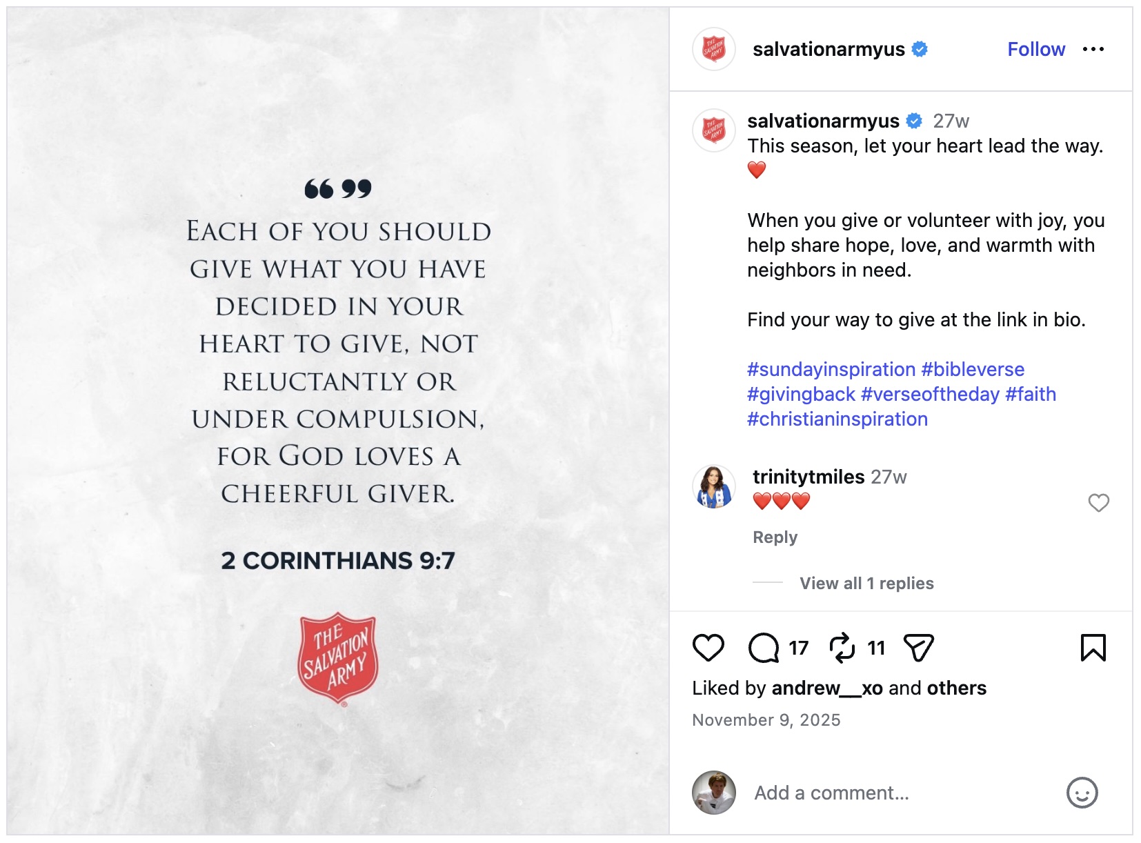 2 Corinthians 9:7 — God loves a cheerful giver