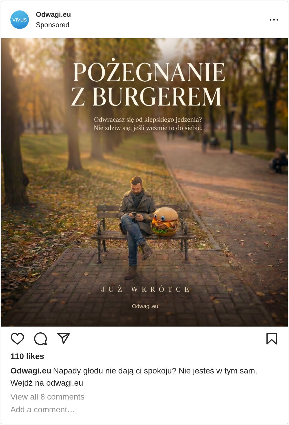 Vivus Facebook Ad — Pożegnanie z Burgerem